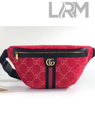 Gucci GG Velvet Belt Bag 574968 Red 2019
