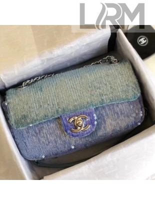 Chanel Sequin Small Flap Bag A57412 Green/Blue 2018