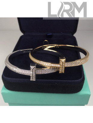 Tiffany & Co. T1 Full Crystall Hinged Bangle Bracelet 2020