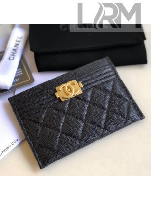 Chanel Caviar Calfskin Boy Chanel Card Holder Black 2018