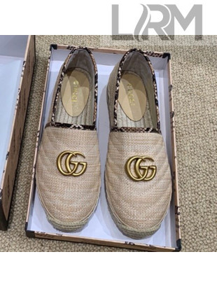 Gucci Chevron Raffia Flat Espadrilles with Double G 578547 Natural Beige 2019