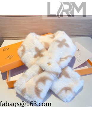 Louis Vuitton Monogram Fur Scarf White/Brown 2021 110401
