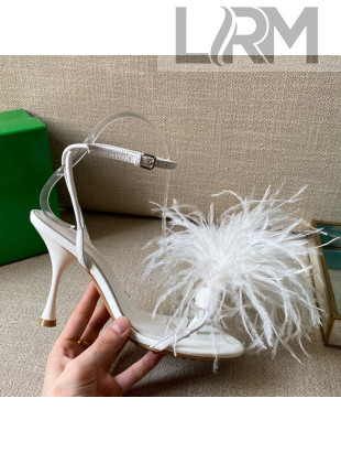 Bottega Veneta Feather Dot Heel Sandals 9cm White 2021