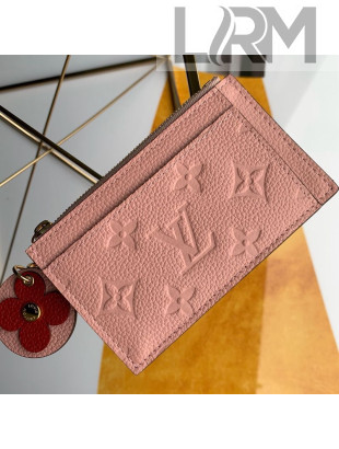 Louis Vuitton Monogram Empreinte Leather Flower Zipped Card Holder M68338 Pink 2019