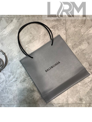 Balenciaga Litchi-Grained Calfskin Small Vertical Shopping Tote Bag 201016 Grey 2020