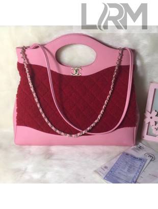 Chanel Shearling Sheepskin Medium Shopping Bag AS1010 Red 2019