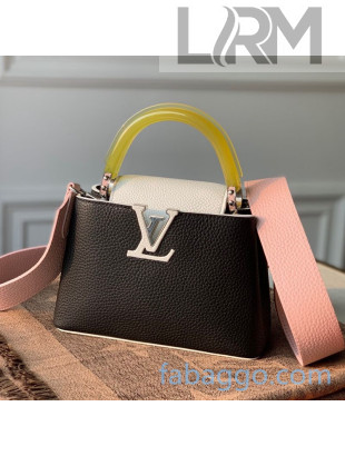Louis Vuitton Capucines Mini Bag with Translucent Top Handle M56072 Black/Yellow 2020