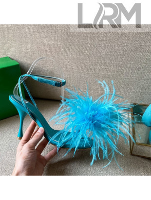 Bottega Veneta Feather Dot Heel Sandals 9cm Turquoise Blue 2021