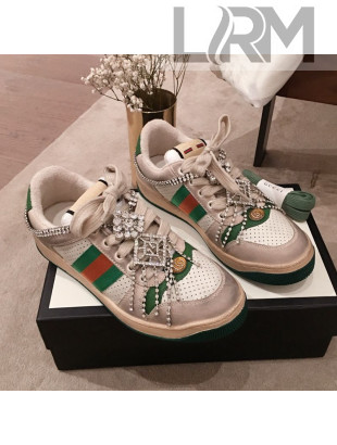 Gucci Screener Perforated Leather Low-top Sneaker with Crystal 2019 (For Women and Men)