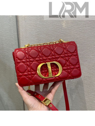 Dior Small Caro Chain Bag in Red Soft Cannage Calfskin 2021