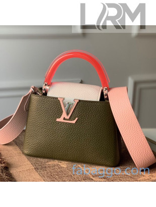Louis Vuitton Capucines Mini Bag with Translucent Top Handle M56072 Green/Pink 2020