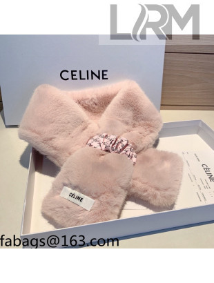 Celine Monogram Fur Scarf Pink 2021 110407