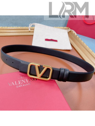 Valentino VLogo Reversible Calfskin Belt 30mm with Metal V Buckle Black 2021 01