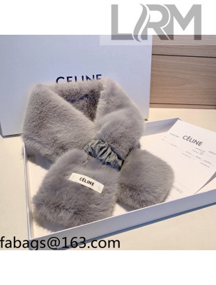 Celine Monogram Fur Scarf Dark Grey 2021 110406