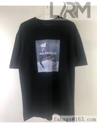 Balenciaga Cotton T-shirt BT61906 Black 2021(For Women and Men)