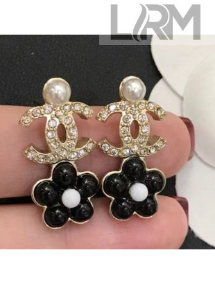 Chanel Flower Short Earrings AB6030 Black 2021