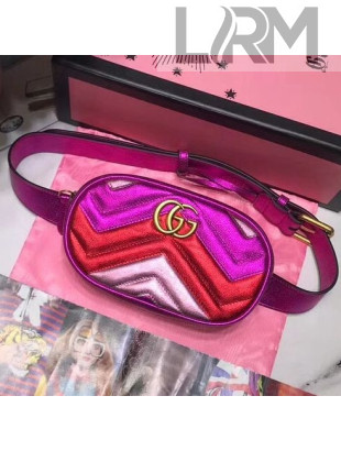 Gucci GG Mrmont Laminated Leather Leather Belt Bag 476434 Purple/Red 2019