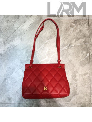 Balenciaga B. Quilted Lambskin Small Flap Bag Red/Gold 2020