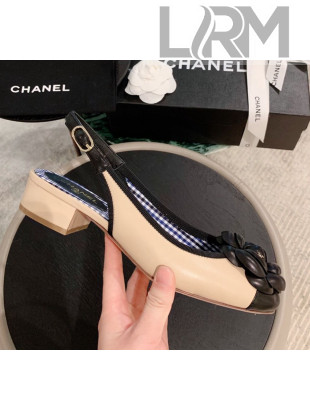 Chanel Camellia Leather Slingback Nude 2019