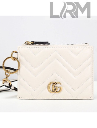Gucci Strap GG Marmont Chevron Leather Card Case ‎546582 White