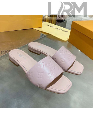 Louis Vuitton One-Stone Monogram Calfskin Flat Slide Sandals Pale Pink 2020