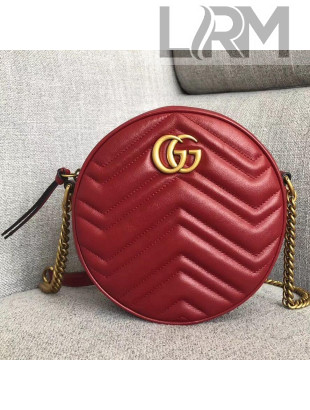 Gucci GG Marmont Mini Round Shoulder Bag 550154 Red 2019