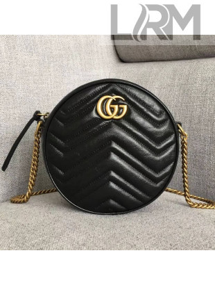 Gucci GG Marmont Mini Round Shoulder Bag 550154 Black 2019