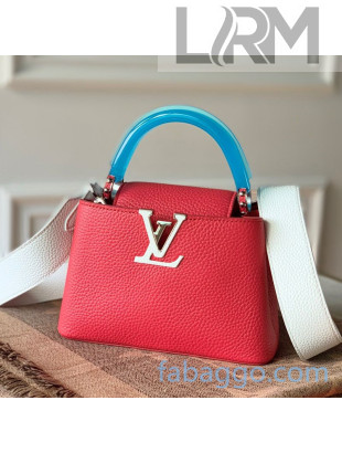 Louis Vuitton Capucines Mini Bag with Translucent Top Handle M56072 Red/Blue 2020