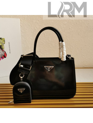 Prada Brushed Leather Top Handle Bag 1BA320 Black 2021