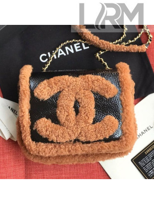 Chanel Shearling Sheepskin and Vintage Leather Flap Bag AS0321 Black/Brown 2019