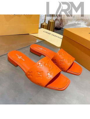 Louis Vuitton One-Stone Monogram Calfskin Flat Slide Sandals Orange 2020