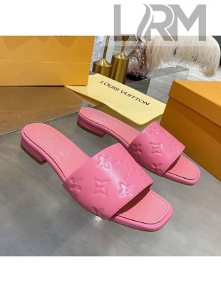 Louis Vuitton One-Stone Monogram Calfskin Flat Slide Sandals Light Pink 2020