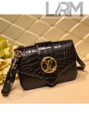 Louis Vuitton LV Pont 9 Shoulder Bag in Crocodile Embossed Leather N98478 Black 2021