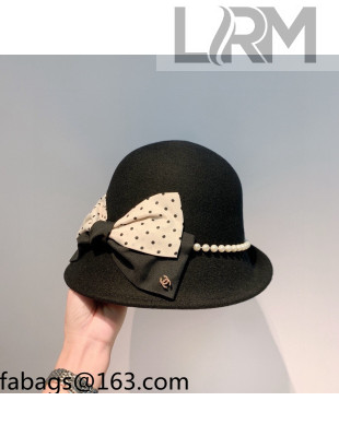 Chanel Wool Bow Hat Black 2021 110433