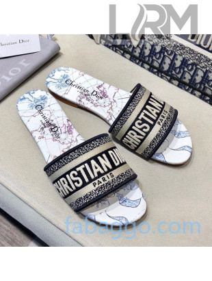 Dior Dway Embroidered Cotton Flat Slide Sandals 23 2020