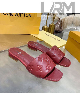 Louis Vuitton One-Stone Monogram Calfskin Flat Slide Sandals Burgundy 2020