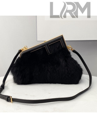Fendi First Small Mink Fur Bag Black 2021 80018M
