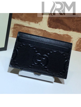 Gucci Perforated Leather GG Embossed Card Case 625564 Black 2020