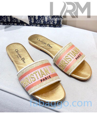 Dior Dway Embroidered Cotton Flat Slide Sandals 21 2020