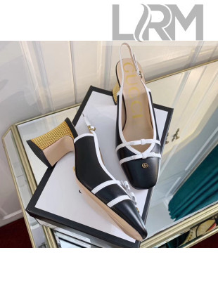 Gucci Lambskin Leather Mid-heel Slingback Pump 608932 Black 2020