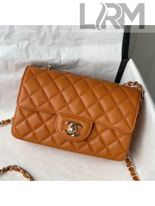 Chanel Grained Calfskin Classic Mini Flap Bag A69900 Orange 2021 