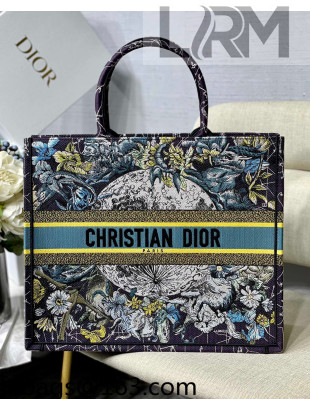 Dior Large Book Tote Bag in Blue Constellation Embroidery 2021