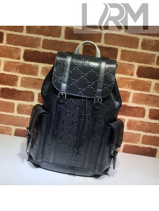Gucci Perforated Leather GG Embossed Backpack 625770 Black 2020