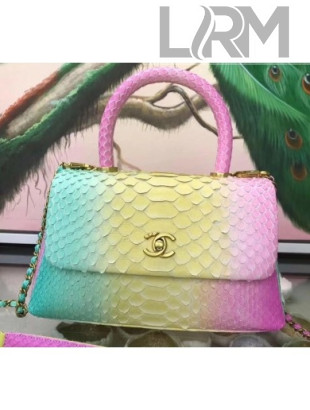 Chanel Rainbow Python Coco Flap Bag with Top Handle 2018