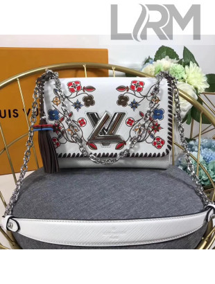 Louis Vuitton Epi Leather Twist MM Bag With Monogram Flower Motif M53532 White 2018