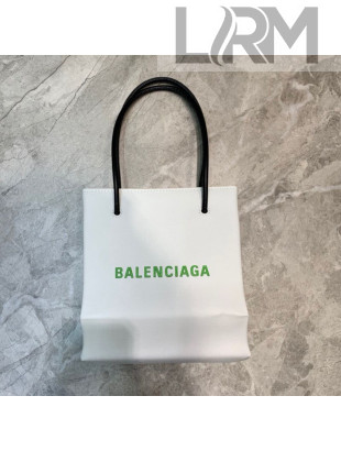 Balenciaga Calfskin Vertical Mini Shopping Tote Bag 201016 White/Green 2020
