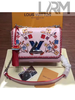 Louis Vuitton Epi Leather Twist MM Bag With Monogram Flower Motif M53527 Pink 2018