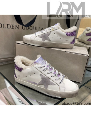 Golden Goose Super-Star Sneakers With Shearling Lining and Purple Back 2021
