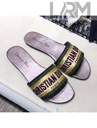 Dior Dway Embroidered Cotton Flat Slide Sandals 15 2020