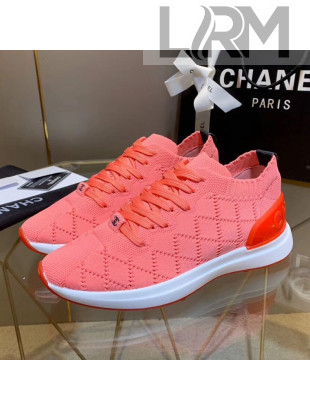 Chanel Quilted Knit Fabric Sneakers G35549 Orange 2020